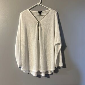 Alfani 3X White 3/4 Length Sleeve Top